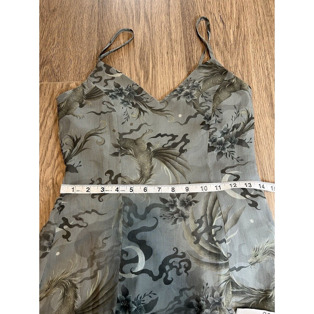 Disturbia Dragon Floral Print Slip Dress Sapphira Midaxi WhimsiGoth Fairy Sz 4 - Picture 13 of 16